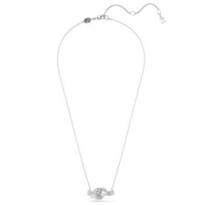 Pendente Matrix Taglio baguette, Nodo, Bianco, Placcato rodio