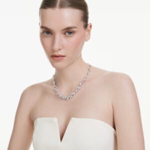 Collana Constella Taglio Round, Bianca, Placcato rodio