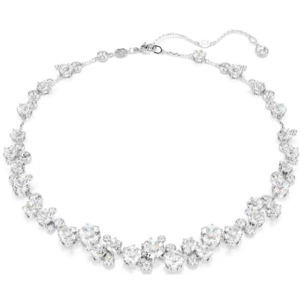 Collana Constella Taglio Round, Bianca, Placcato rodio