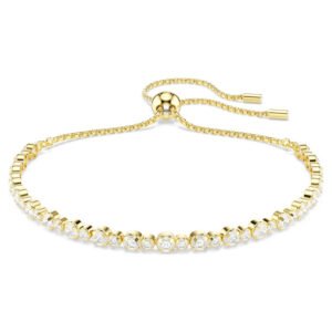 Bracciale Tennis Matrix Taglio Round, Bianco, Placcato color oro