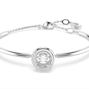 Bracciale rigido Dextera Taglio Round, Bianco, Placcato rodio