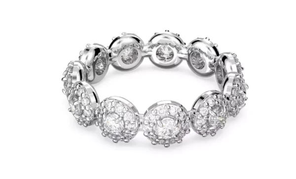 Anello Una Angelic Taglio Round, Bianco, Placcato rodio 55