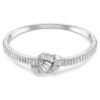 Bracciale rigido Matrix Taglio baguette, Nodo, Bianco, Placcato rodio M
