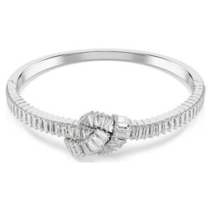 Bracciale rigido Matrix Taglio baguette, Nodo, Bianco, Placcato rodio M