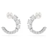 Orecchini a cerchio Matrix Crystal Pearl, Taglio Round, Bianchi, Placcato rodio