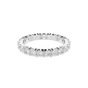 Anello Matrix Vittore Taglio Round, Bianco, Placcato color argento 55