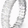 Anello Matrix Taglio baguette, Bianco, Placcato color argento 55