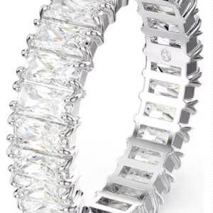 Anello Matrix Taglio baguette, Bianco, Placcato color argento 55