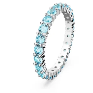 Anello Matrix Taglio Round, Blu, Placcato rodio 55