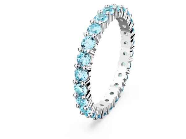 Anello Matrix Taglio Round, Blu, Placcato rodio 58
