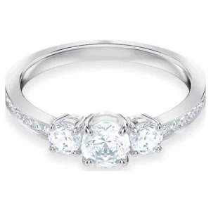 Anello Attract Trilogy Taglio Round, Bianco, Placcato color argento 52