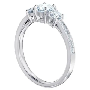 Anello Attract Trilogy Taglio Round, Bianco, Placcato color argento 60