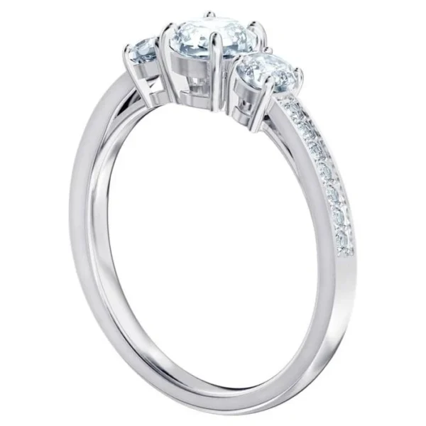 Anello Attract Trilogy Taglio Round, Bianco, Placcato color argento 60