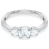 Anello Attract Trilogy Taglio Round, Bianco, Placcato color argento 60