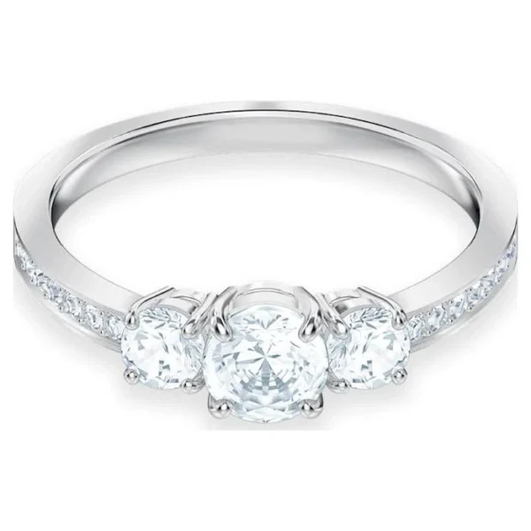 Anello Attract Trilogy Taglio Round, Bianco, Placcato color argento 60