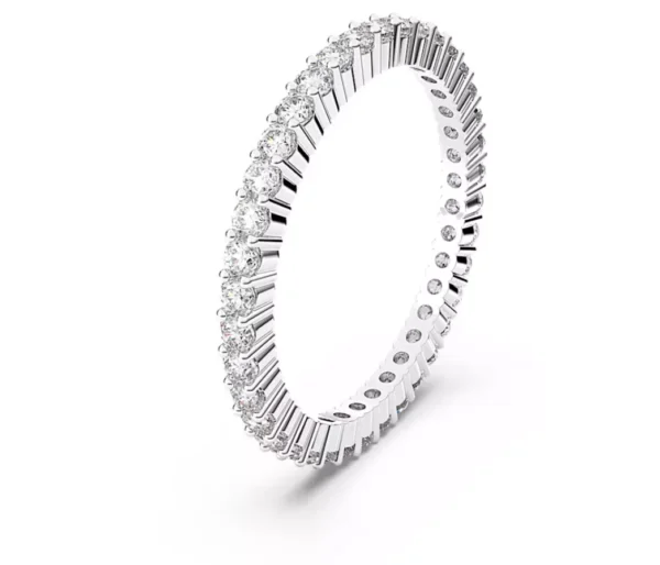Anello Vittore Taglio Round, Bianco, Placcato color argento 52