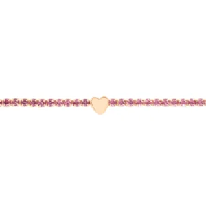Bracciale Tennis Romantic Shine Metallo Rosa Cristallo