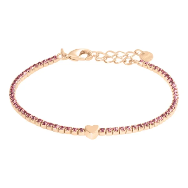 Bracciale Tennis Romantic Shine Metallo Rosa Cristallo