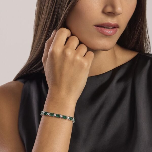 Bracciale in argento con smeraldi sintetici Battito