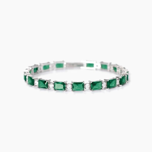 Bracciale in argento con smeraldi sintetici Battito