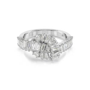 Anello Matrix Taglio baguette, Nodo, Bianco, Placcato rodio 58