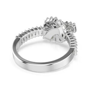 Anello Matrix Taglio baguette, Nodo, Bianco, Placcato rodio 58