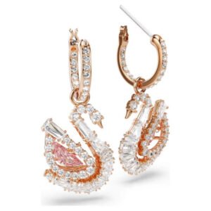 Orecchini pendenti Swan Pavé, Cigno, Rosa