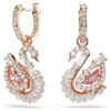 Orecchini pendenti Swan Pavé, Cigno, Rosa