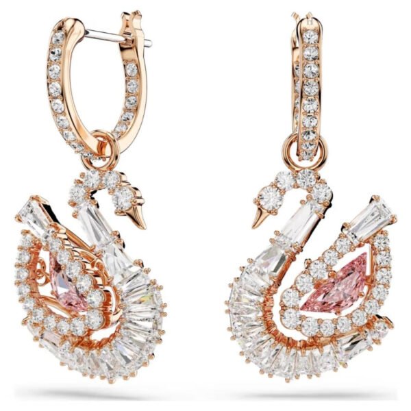 Orecchini pendenti Swan Pavé, Cigno, Rosa