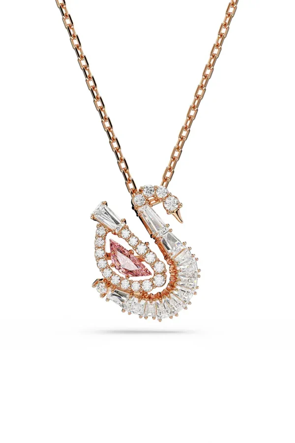 Pendente Swan Taglio misto, Cigno, Rosa