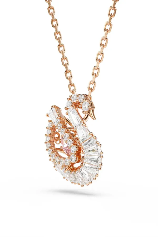 Pendente Swan Taglio misto, Cigno, Rosa