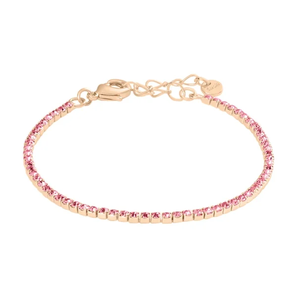 Bracciale Tennis Romantic Shine Metallo Rosa Cristallo