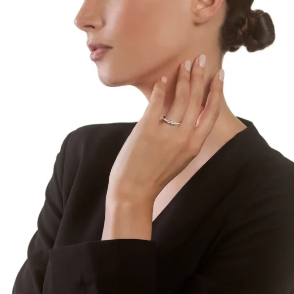 Anello Battito Anello in oro bianco e oro rosa con diamante, colore F purezza SI