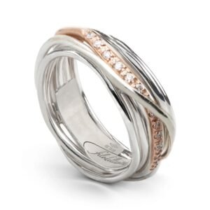 Filodellavita Classic 7 Fili in Argento 925 riviere in Oro Rosa 9kt e diamanti