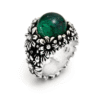 anello margherite garden grande Anello in Argento 925, agata verde e quarzo torm