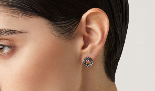 orecchini bottone millefiori Orecchini in Argento 925