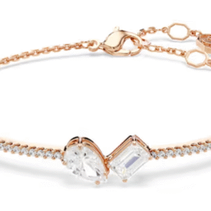 Bracciale rigido Mesmera Taglio misto, Bianco, Placcato color oro rosa