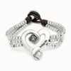 Bracciale di perline con cuore placcato argento Sterling con cristallo nero