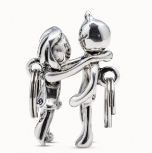 Portachiavi bambina e bambino placcato argento Sterling
