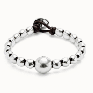 Bracciale a sfere placcate argento Sterling e sfera centrale maggiore