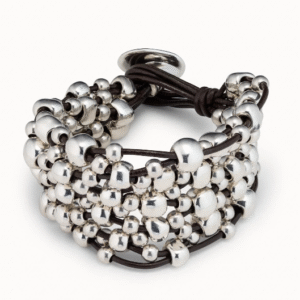 Bracciale di cuoio e placcato argento Sterling