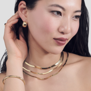 Collana in argento dorato Herringbone