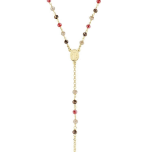 Rosario Classico Dorato con Cristalli Multicolor
