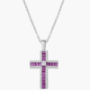 Collana con Croce di Zirconi Rossi Baguette e Bianchi