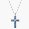 Collana con Croce di Zirconi Blu Baguette e Bianchi
