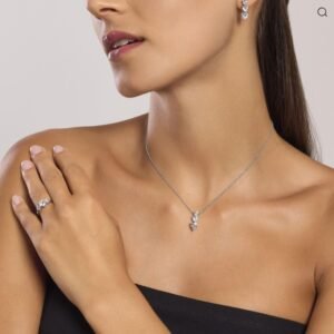 Girocollo in argento con zirconi cuore
