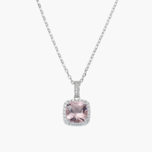 Collana Lady Con Morganite Taglio Radiant e Zirconi Bianchi