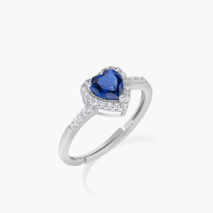 Anello Adattabile Rodio Cuore dell'Oceano Blu