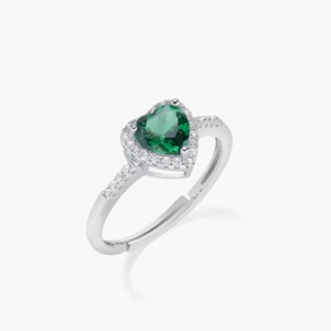 Anello Adattabile Rodio Cuore dell'Oceano Verde