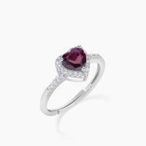 Anello Adattabile Rodio Cuore dell'Oceano Rubino
